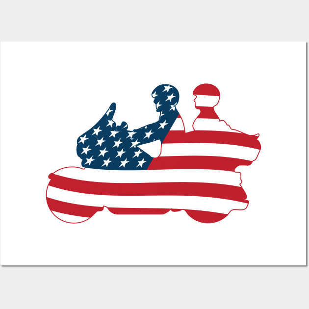 Patriotic American Flag Touring Motorcycle Wall Art by hobrath